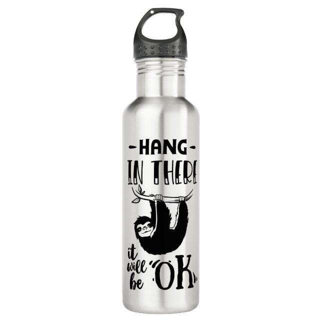 Hang In There  Sloth Stainless Steel Water Bottle (Front)