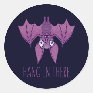 Hang In There Wacky Vampire Bat Classic Round Sticker