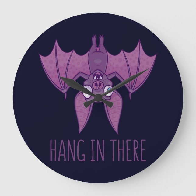 Hang In There Wacky Vampire Bat Large Clock (Front)