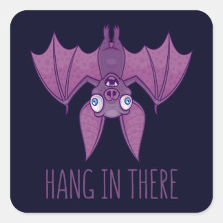 Hang In There Wacky Vampire Bat Square Sticker