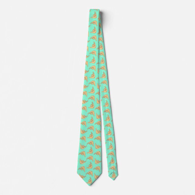 Hang Loose Shaka Hawaiian themed tie (Front)