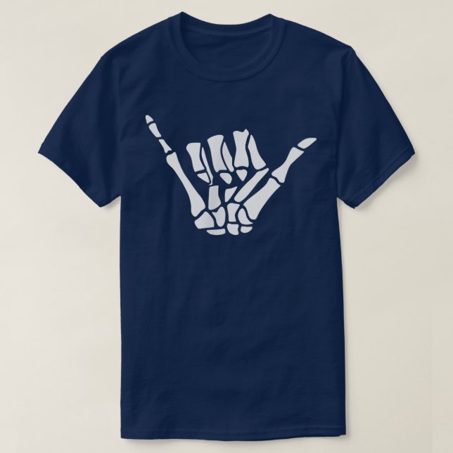 Hang Loose Skeleton Hand Halloween Trick or Treat  T-Shirt (Design Front)