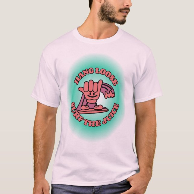 Hang Loose, Surf The Juice Surfing Hand T-Shirt (Front)