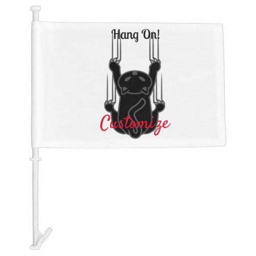 Hang On Black Cat Thunder_Cove Car Flag