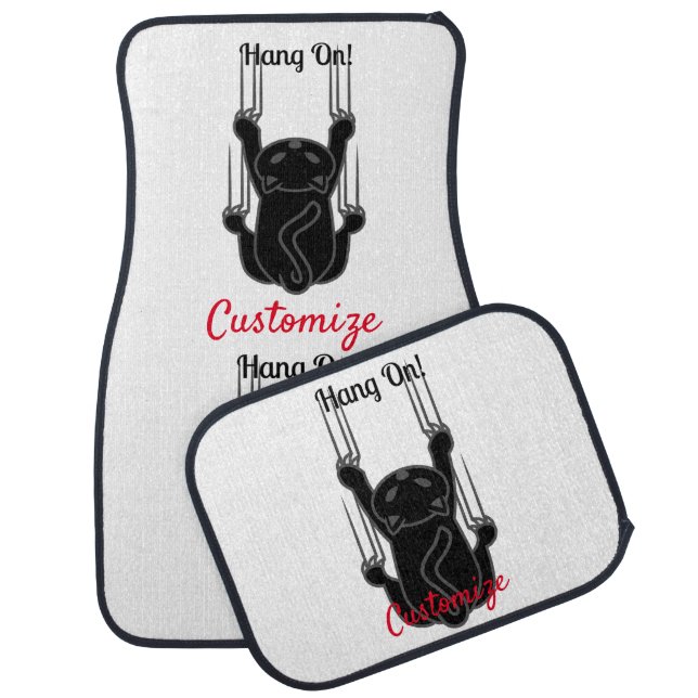 Hang On Black Cat Thunder_Cove Car Floor Mat (Set)