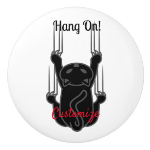 Hang On Black Cat Thunder_Cove  Ceramic Knob
