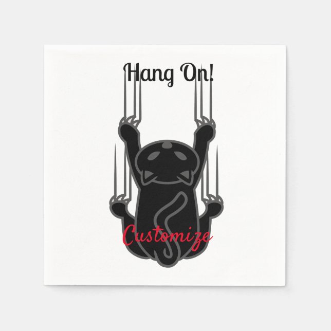 Hang On Black Cat Thunder_Cove Napkins (Front)