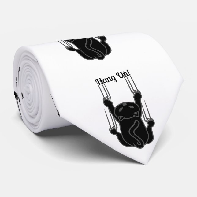 Hang On Black Cat Thunder_Cove Neck Tie (Rolled)