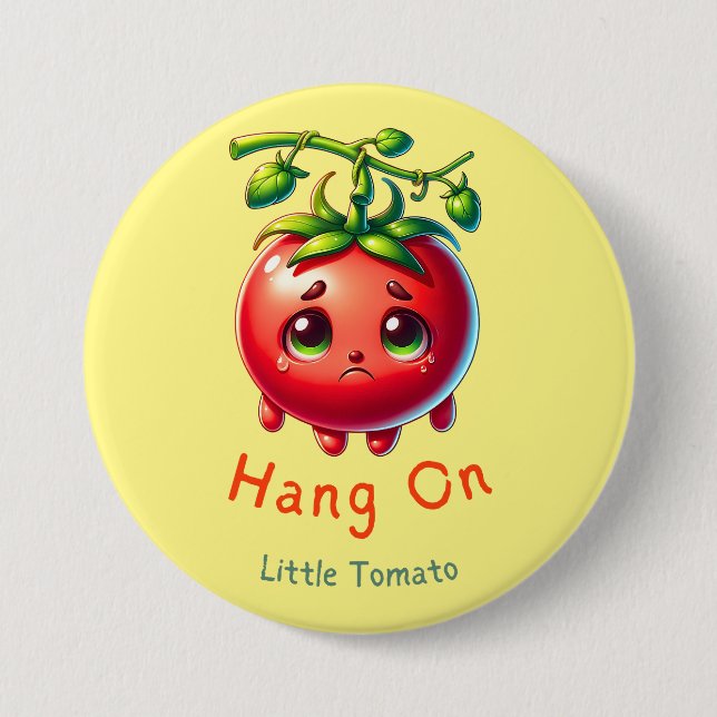 Hang on Little Tomato T-Shirt, Tomato Lover Gift,  Button (Front)