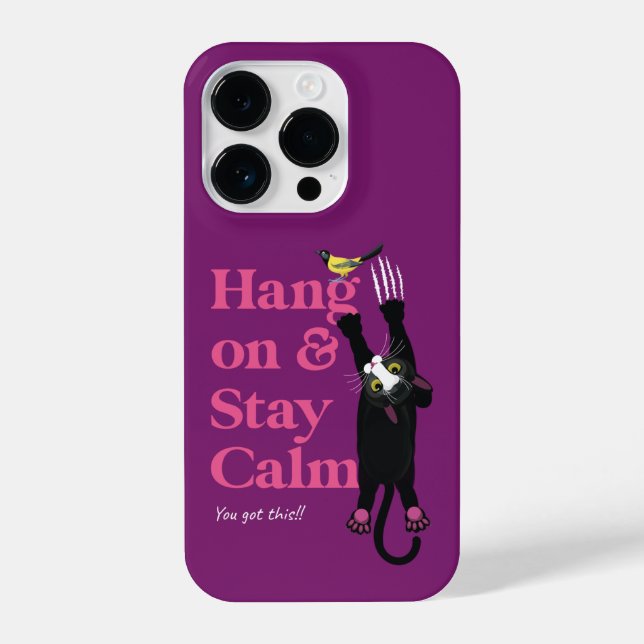 Hang on & stay calm you got this! cat  iPhone Case (Back)