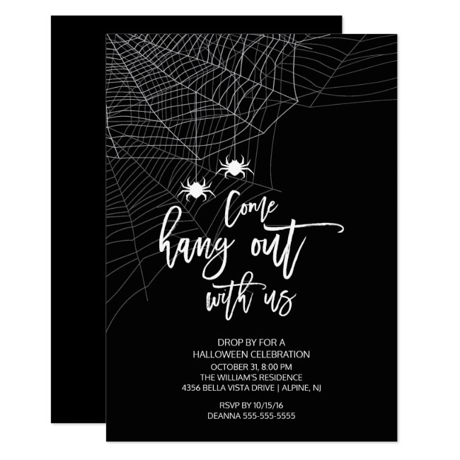 Hang out with us Spider Halloween Party Invitation