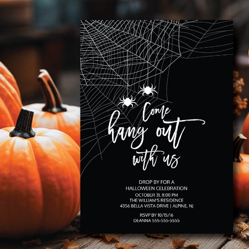 Hang out with us Spider Halloween Party Invitation