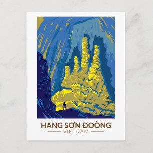 Hang Son Doong Cave Vietnam Travel Art Vintage Postcard