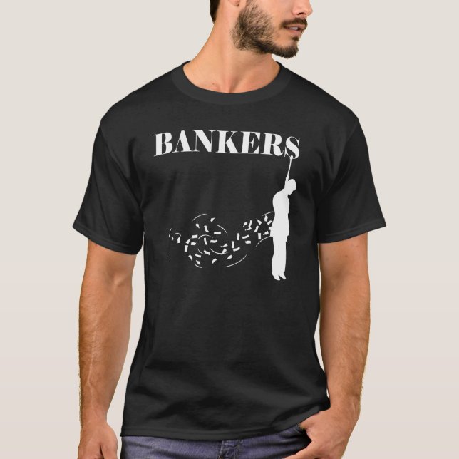 Hang the Bankers black t shirt (Front)