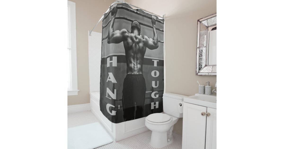 Hang Tough Muscle Man Workout Gym Shower Curtain Zazzle