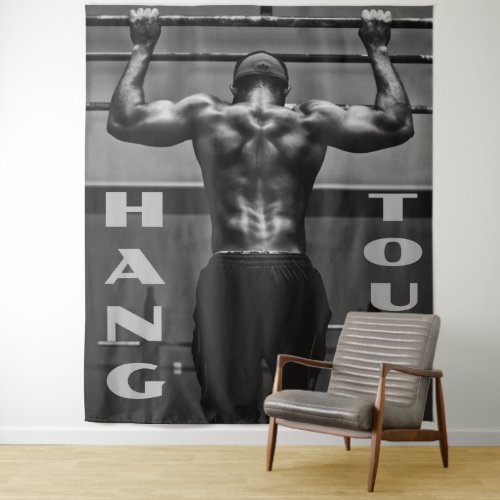 Hang Tough Muscle Man Workout Gym Tapestry