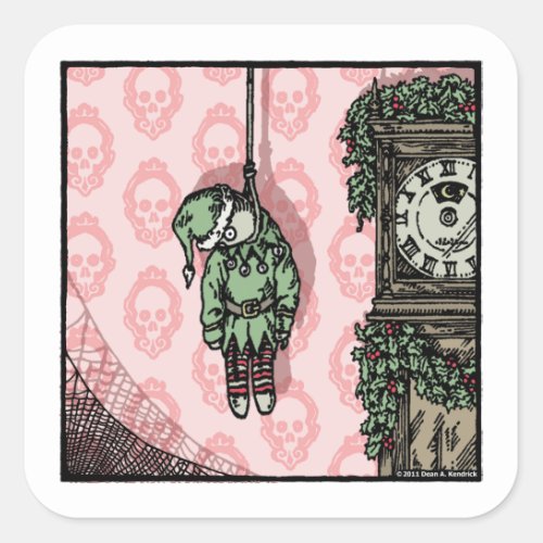 Hanged Elf Doll _ Pop Goth Holiday Square Sticker