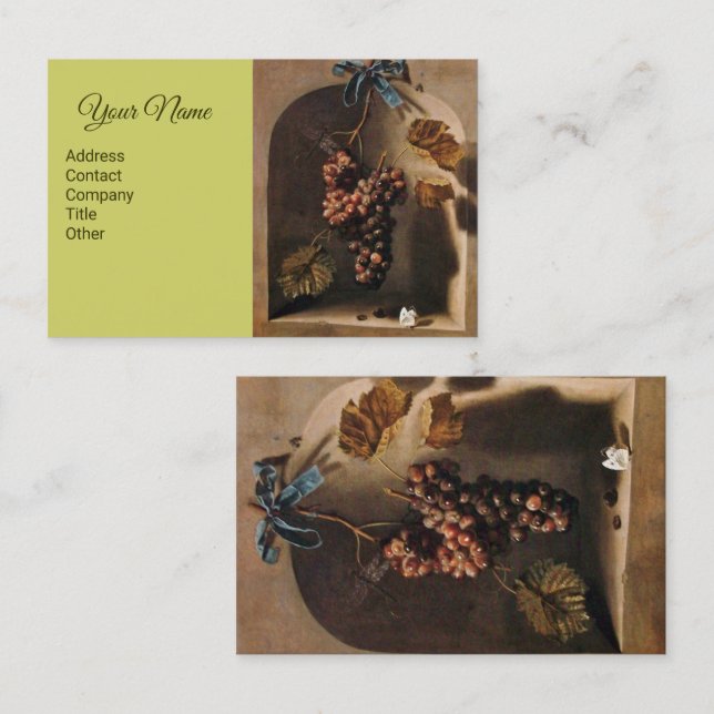 HANGED GRAPES Viticulture,Rustic Brown Green Business Card (Front/Back)
