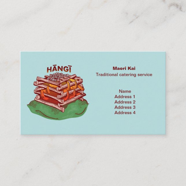 Hangi Maori Cooking Food Kai Business Card (Front)