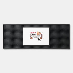 Hangin With My Boos Ghost Holding Black Cat Funny Bar Mat