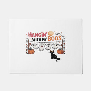 Hangin With My Boos Ghost Holding Black Cat Funny  Doormat