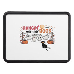 Hangin With My Boos Ghost Holding Black Cat Funny Hitch Cover