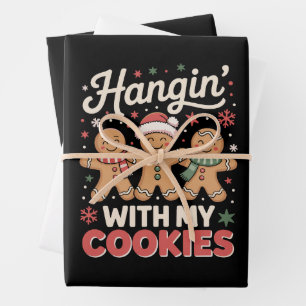 Hangin With My Cookies Gingerbread Xmas Teacher Wrapping Paper Sheets