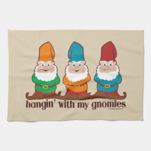 Hangin' With My Gnomies Beige Kitchen Towel