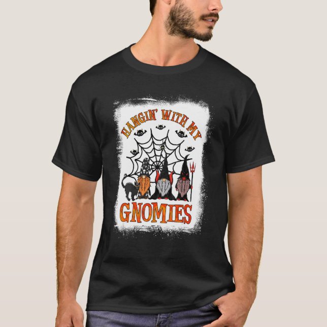 Hangin' With My Gnomies Cute Halloween Pumpkin Gno T-Shirt (Front)