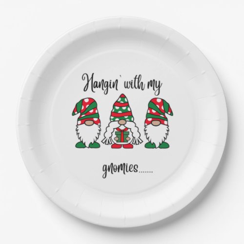 Hangin With My Gnomies Holiday Christmas Paper Plates