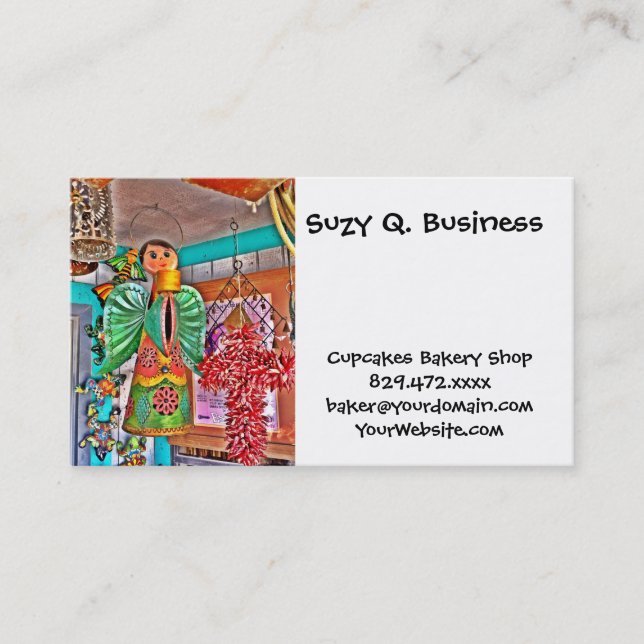 Hanging Angel Metal Art Chili Peppers Painted Frog Business Card (Front)