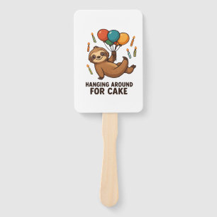 Hanging Around For Cake Birthday Balloon Sloth , C Hand Fan