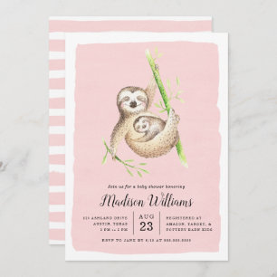 Hanging Around Sloth Baby Shower Invitations