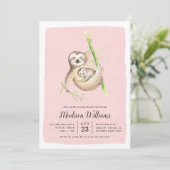 Hanging Around | Sloth Baby Shower Invitations (Standing Front)