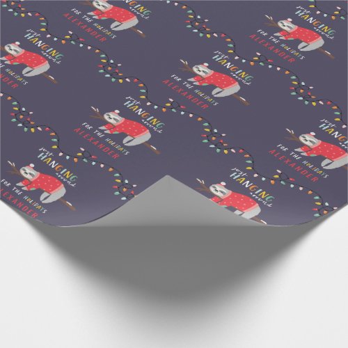 Hanging around sloth fun Holiday Wrapping Paper