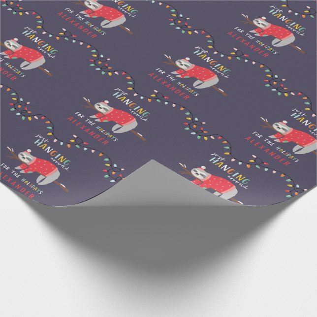 Hanging around sloth fun Holiday Wrapping Paper (Corner)