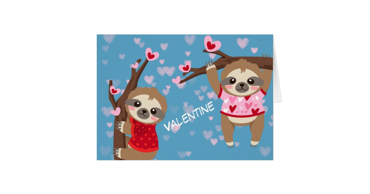 Hanging Around Sloths Valentine Card Zazzle