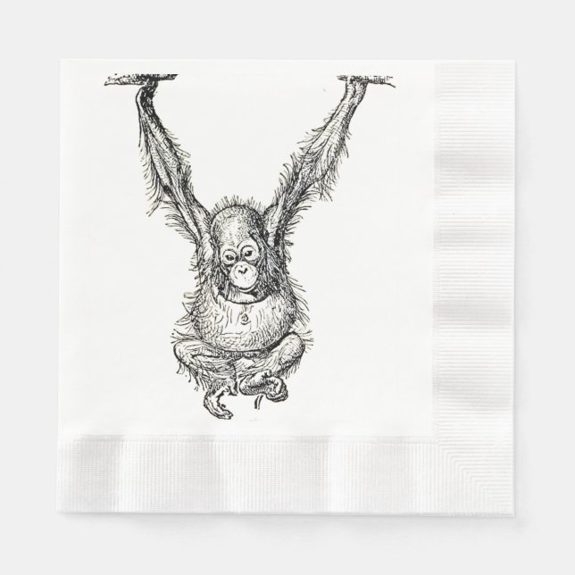 Hanging Around -  Young Ape Gorilla Napkins (Front)