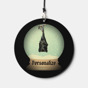 Hanging bat snow globe black vintage gothic fall wind chime