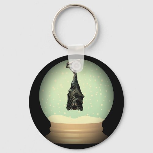 Hanging bat snow globe black vintage gothic keychain