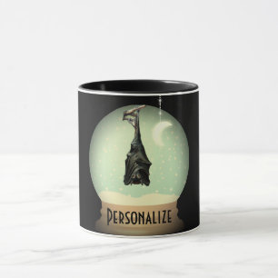 Hanging bat snow globe black vintage gothic  mug