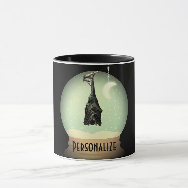 Hanging bat snow globe black vintage gothic  mug (Center)