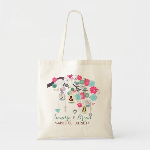 Hanging bird Cages  Flowers Wedding Design Tote Bag