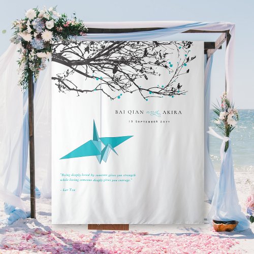 Hanging Blue Paper Crane Wedding Photo Backdrop