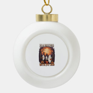Hanging Boo Halloween Ghosts Pumpkins Full Moon_1 Ceramic Ball Christmas Ornament