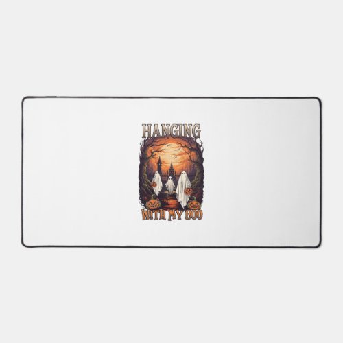 Hanging Boo Halloween Ghosts Pumpkins Full Moon_1 Desk Mat