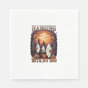 Hanging Boo Halloween Ghosts Pumpkins Full Moon_1 Napkins