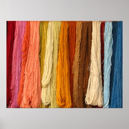 Hanging Bundles of Colored Yarn Poster