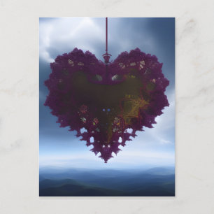Hanging By A Thread - Purple Heart & Storm Clouds Postcard