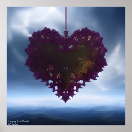 Hanging By A Thread _ Purple Heart  Storm Clouds Poster